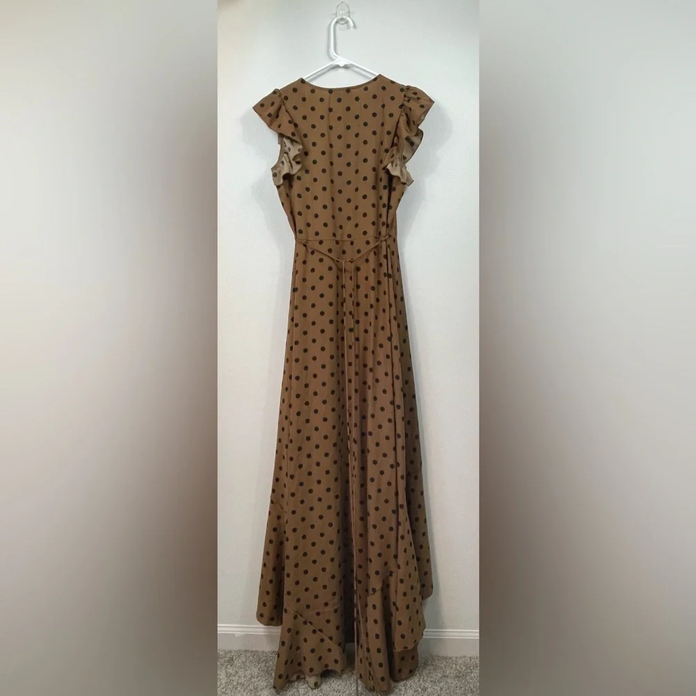 Brown Polka Dot Skirt VICI Mama Mia Polka Dotted Wrap Maxi Dress sz: Small Retro - Picture 9 of 16